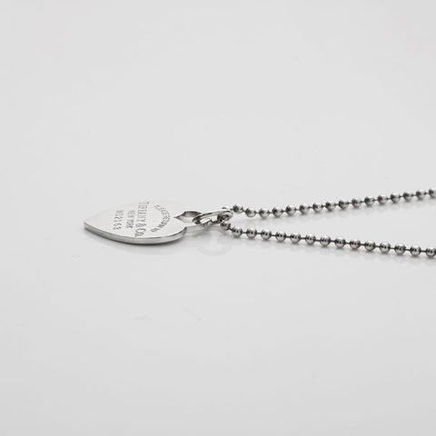 TIFFANY&Co. Heart Return to Plate Ball Chain Necklace Silver WS21887
