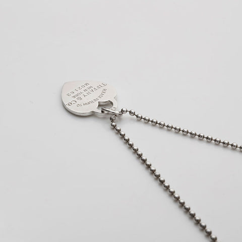 TIFFANY&Co. Collier chaîne à billes en forme de cœur, retour à l'assiette, argent WS21887