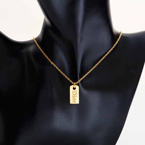 Christian Dior Logo plate Necklace gold WS21890