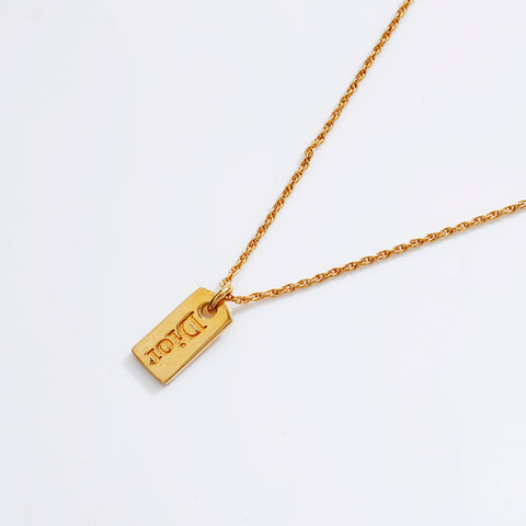Christian Dior Logo plate Necklace gold WS21890