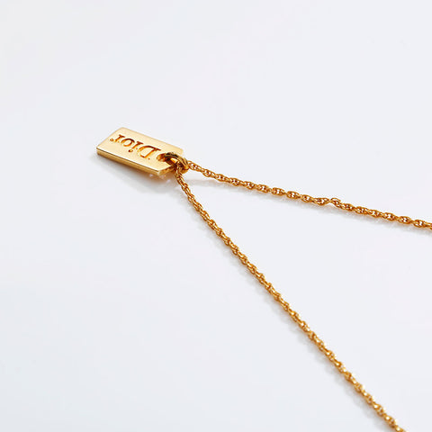 Christian Dior Logo plate Necklace gold WS21890