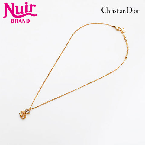 Christian Dior CD logo rhinestone Necklace gold WS21891