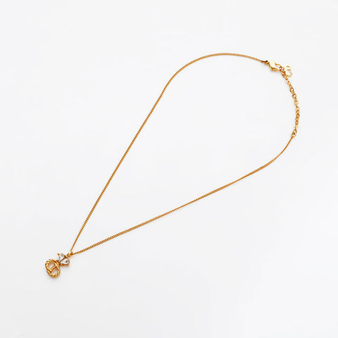 Christian Dior CD logo rhinestone Necklace gold WS21891