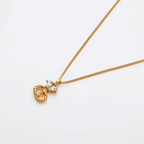 Christian Dior CD logo rhinestone Necklace gold WS21891