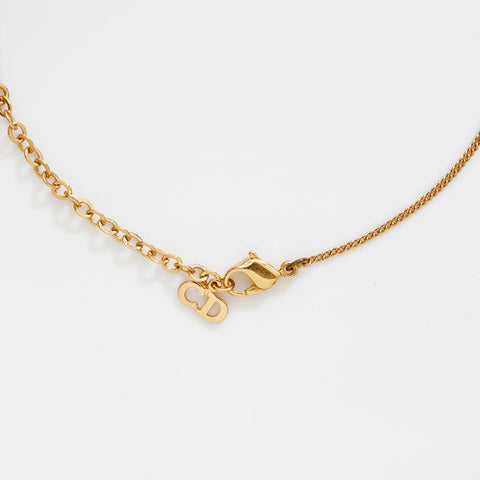 Christian Dior CD logo rhinestone Necklace gold WS21891