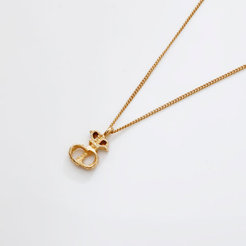Christian Dior CD logo rhinestone Necklace gold WS21891