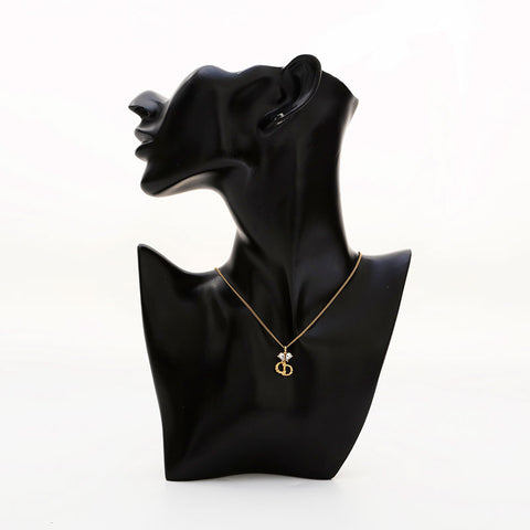 Christian Dior CD logo rhinestone Necklace gold WS21891