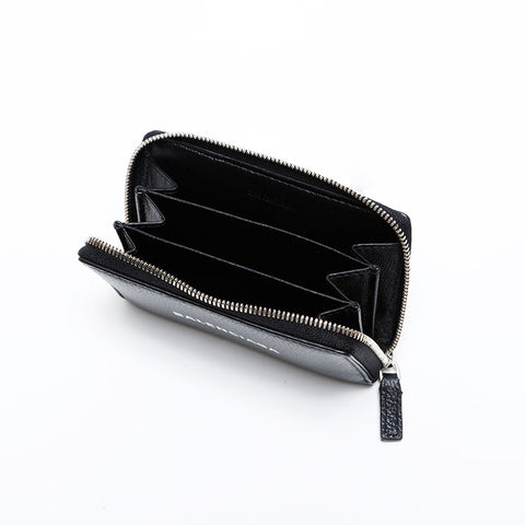 BALENCIAGA Leather Logo Everyday Card Case Compact Wallet Coin case black WS21892
