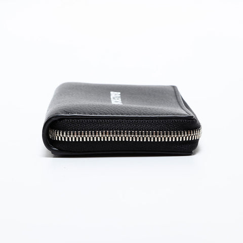 BALENCIAGA Leather Logo Everyday Card Case Compact Wallet Coin case black WS21892