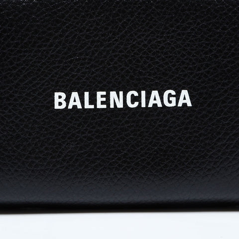 BALENCIAGA Leather Logo Everyday Card Case Compact Wallet Coin case black WS21892