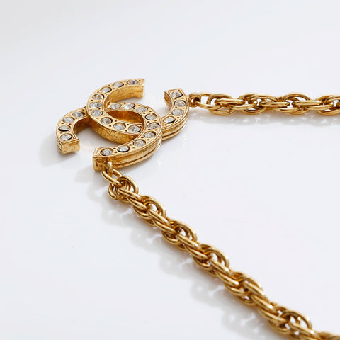 CHANEL Large COCO Mark Rhinestone Choker Necklace gold WS21906