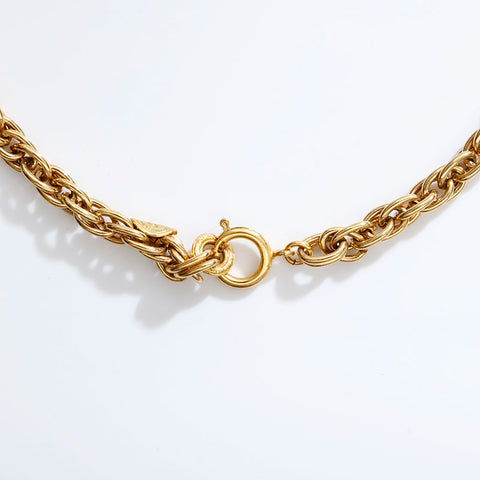 CHANEL Large COCO Mark Rhinestone Choker Necklace gold WS21906