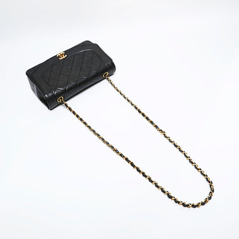 CHANEL No. 1 1989-1991 Diana 25 Matelasse Lambskin Shoulder Bag black WS21907
