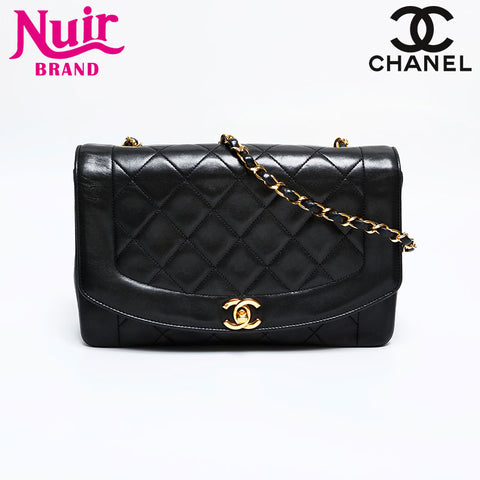 CHANEL No. 1 1989-1991 Diana 25 Matelasse Lambskin Shoulder Bag black WS21907