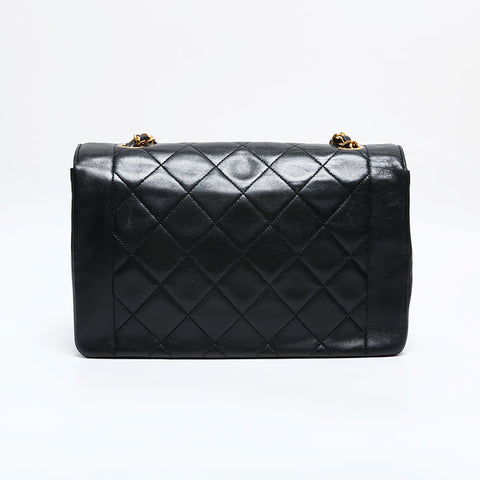 CHANEL No. 1 1989-1991 Diana 25 Matelasse Lambskin Shoulder Bag black WS21907