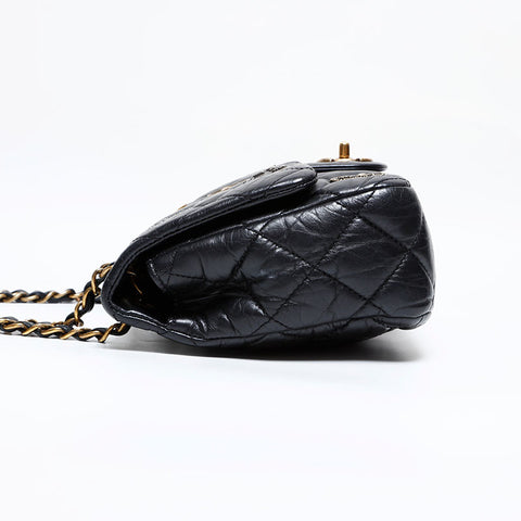 CHANEL 20 Series 2014-2015 Medal Coin Matelasse Chain Shoulder Bag black WS21908