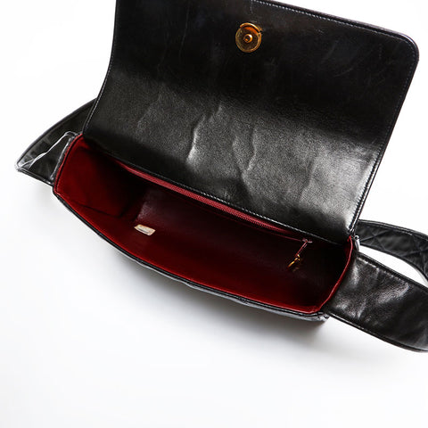 CHANEL No. 2 1991-1994 Lambskin COCO Mark Flap Matelasse Shoulder Bag black WS21909
