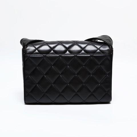 CHANEL No. 2 1991-1994 Lambskin COCO Mark Flap Matelasse Shoulder Bag black WS21909