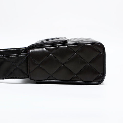 CHANEL No. 2 1991-1994 Lambskin COCO Mark Flap Matelasse Shoulder Bag black WS21909