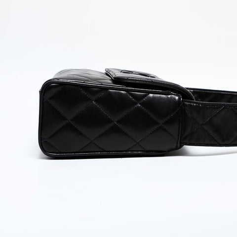 CHANEL No. 2 1991-1994 Lambskin COCO Mark Flap Matelasse Shoulder Bag black WS21909