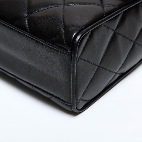 CHANEL No. 2 1991-1994 Lambskin COCO Mark Flap Matelasse Shoulder Bag black WS21909