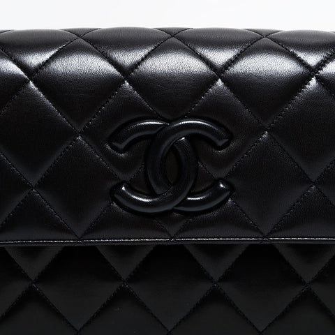 CHANEL No. 2 1991-1994 Lambskin COCO Mark Flap Matelasse Shoulder Bag black WS21909