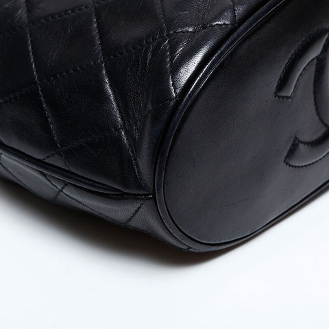 CHANEL 1989-1991 Series 1 Lambskin Mini Chain Matelasse Shoulder Bag black WS21910