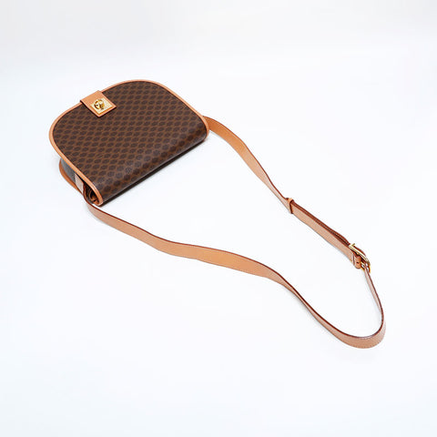 セリーヌ CELINE マカダム PVC フラップ ショルダーバッグ ブラウン WS21911