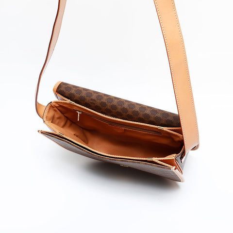 セリーヌ CELINE マカダム PVC フラップ ショルダーバッグ ブラウン WS21911