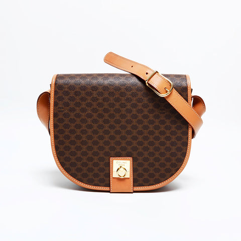 セリーヌ CELINE マカダム PVC フラップ ショルダーバッグ ブラウン WS21911