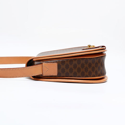 セリーヌ CELINE マカダム PVC フラップ ショルダーバッグ ブラウン WS21911