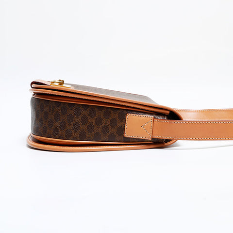 セリーヌ CELINE マカダム PVC フラップ ショルダーバッグ ブラウン WS21911