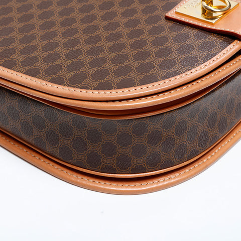 セリーヌ CELINE マカダム PVC フラップ ショルダーバッグ ブラウン WS21911