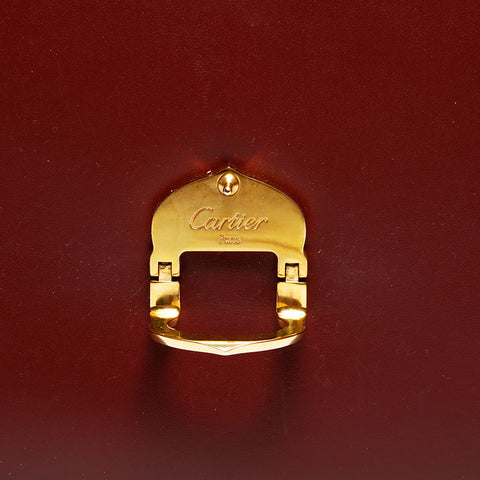 カルティエ CARTIER レザー マスト ドゥ トップハンドル ハンドバッグ ブラウン WS21912