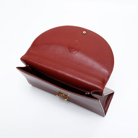 カルティエ CARTIER レザー マスト ドゥ トップハンドル ハンドバッグ ブラウン WS21912