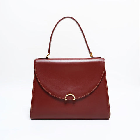 カルティエ CARTIER レザー マスト ドゥ トップハンドル ハンドバッグ ブラウン WS21912
