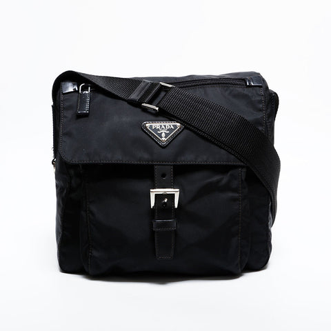 PRADA Nylon triangle logo Shoulder Bag black WS21918