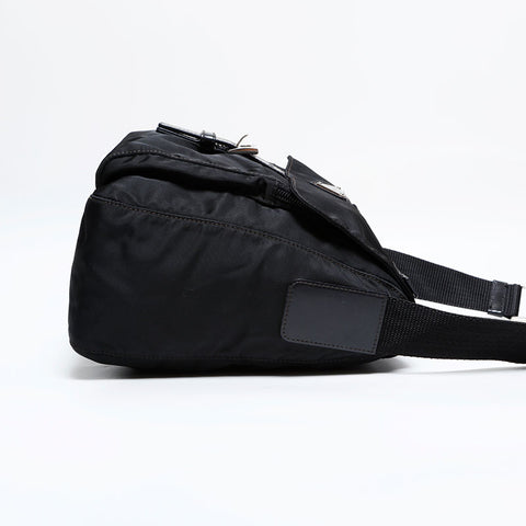 PRADA Nylon triangle logo Shoulder Bag black WS21918