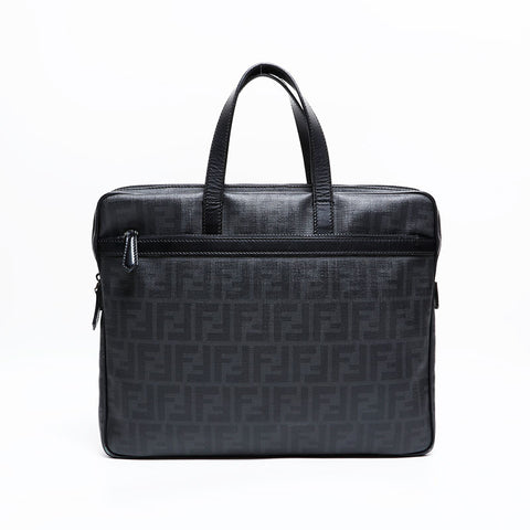 FENDI PVC Zucca briefcase business bag Handbag black WS21919