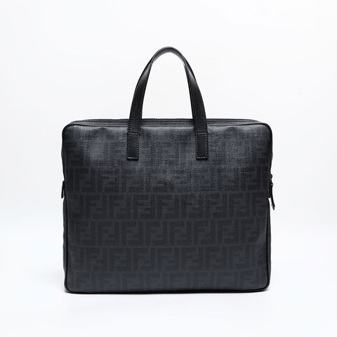 FENDI PVC Zucca briefcase business bag Handbag black WS21919