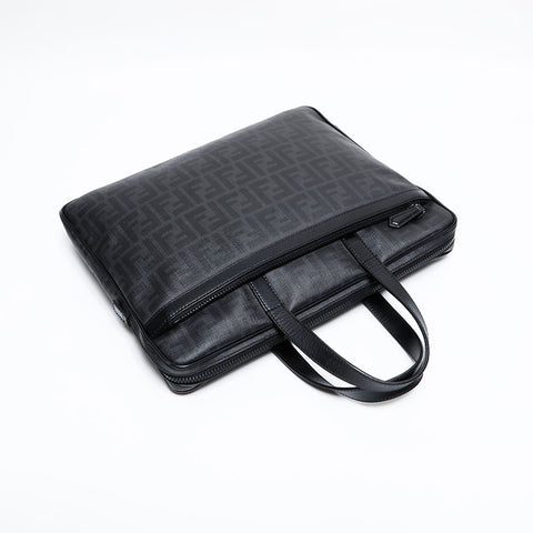 FENDI PVC Zucca briefcase business bag Handbag black WS21919