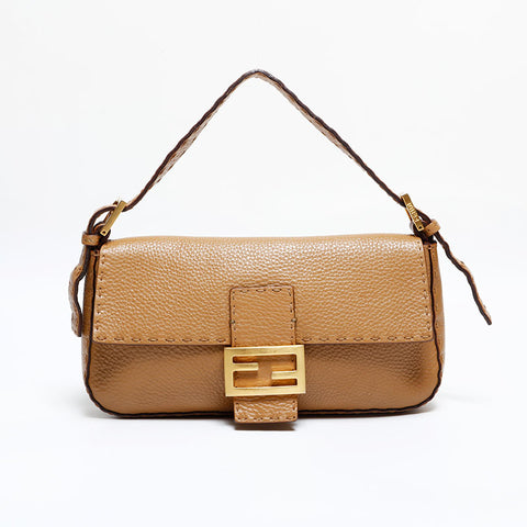 FENDI Leather Selleria Mamma Bucket Shoulder Bag beige WS21922