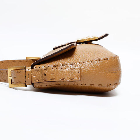 FENDI Leather Selleria Mamma Bucket Shoulder Bag beige WS21922