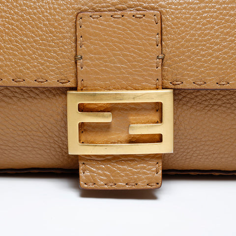 FENDI Leather Selleria Mamma Bucket Shoulder Bag beige WS21922