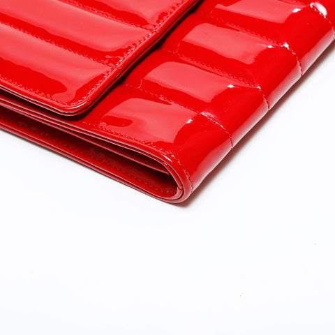 YVES SAINT LAURENT Patent Leather Vicky Small Chain Shoulder Bag Red WS21926