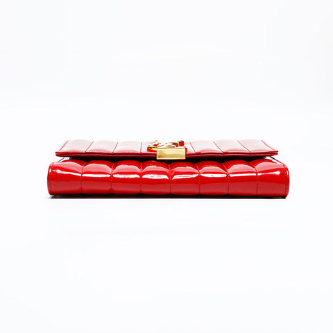 YVES SAINT LAURENT Patent Leather Vicky Small Chain Shoulder Bag Red WS21926