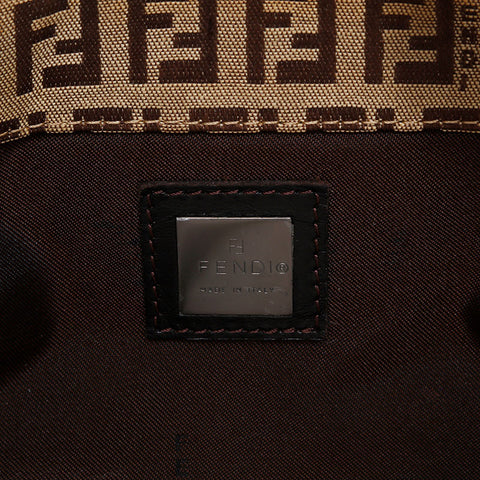FENDI Mamma Zucchino Canvas Shoulder Bag Brown WS21929