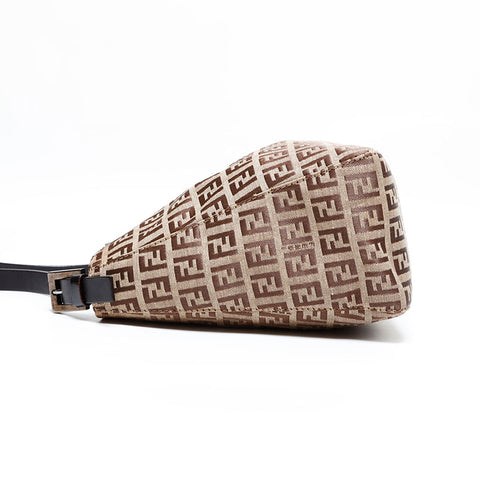 FENDI Mamma Zucchino Canvas Shoulder Bag Brown WS21929