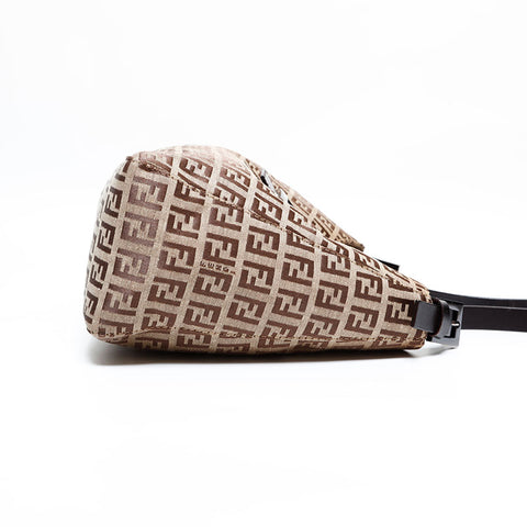 FENDI Mamma Zucchino Canvas Shoulder Bag Brown WS21929