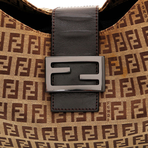 FENDI Mamma Zucchino Canvas Shoulder Bag Brown WS21929
